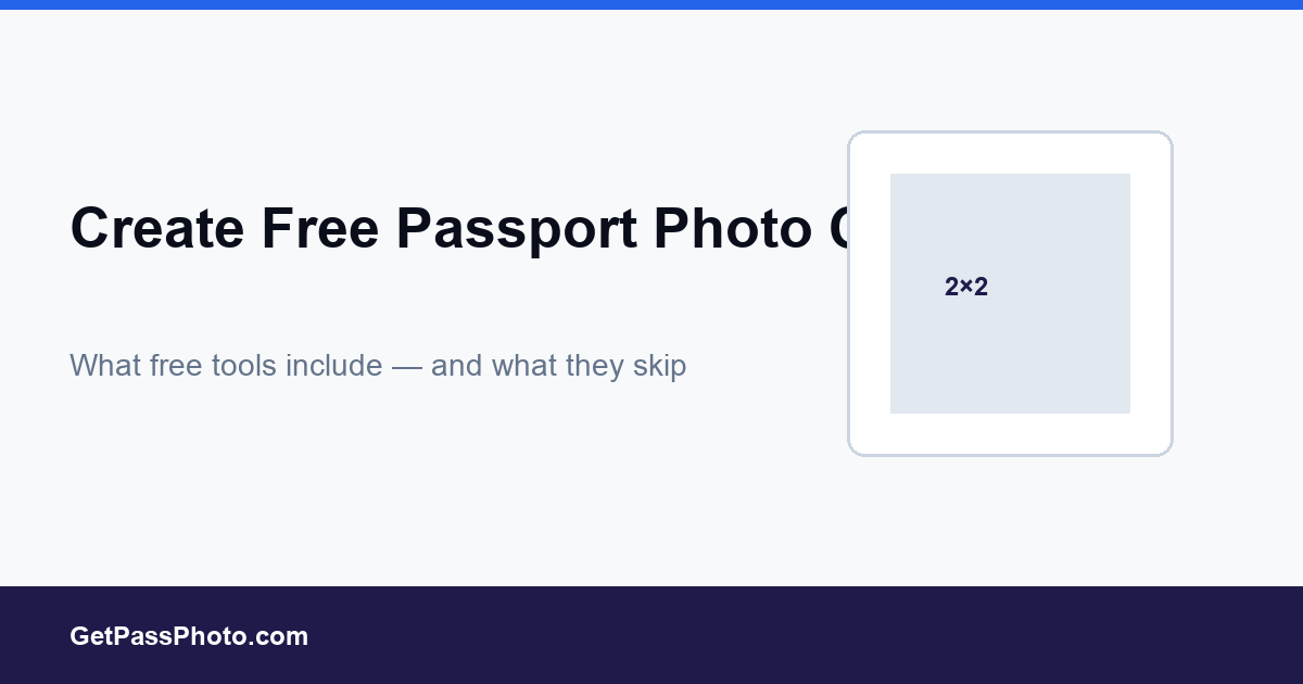 Create free passport photo online workflow on laptop with compliant 2x2 export