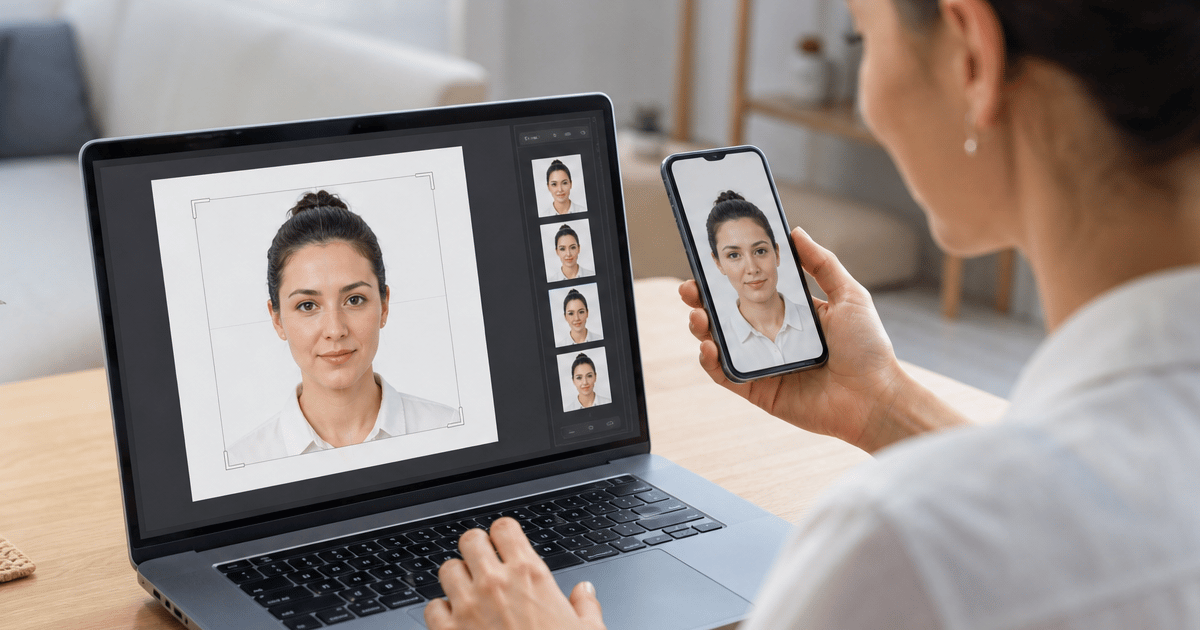 Creating a compliant US passport photo online from a phone selfie at home