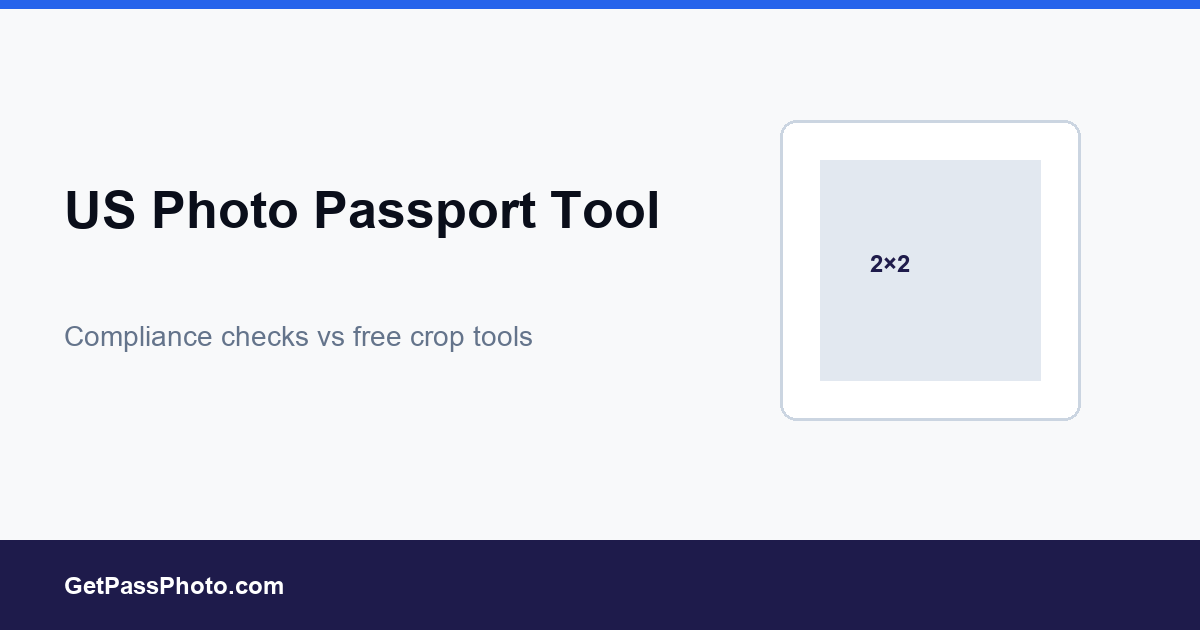 US photo passport tool comparing free crop apps to compliant verification on a phone