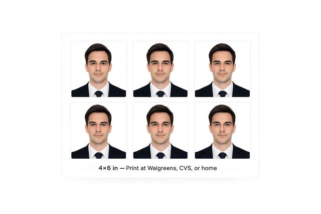 4x6 print sheet with six passport photos
