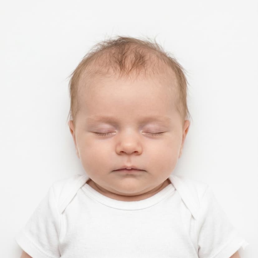 Compliant newborn passport photo on white background